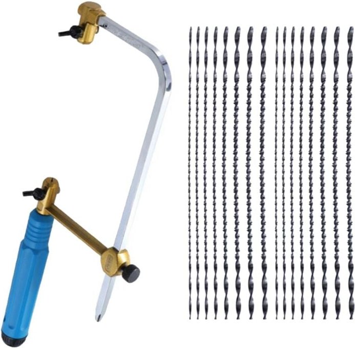 Tlily - Verstellbarer Rahmen Sawbow U-förmige Laubsäge für Handwerksschmuck DIY-Werkzeug mit Spiralklingen Hand 16 Kling...