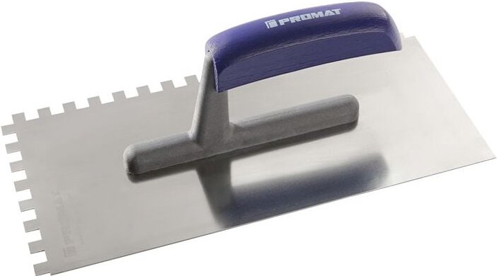 Thumbnail - Promat - Glättekelle Länge 280 mm Breite 130 mm Zahnung 8x8 rostfrei, m. Buchenh