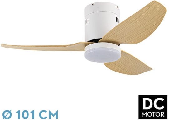 Borax Fan dc White mit three Beech Blades with Light with 6 Adjustable Speeds 3 Selectable Light Temperatures Remote Con...