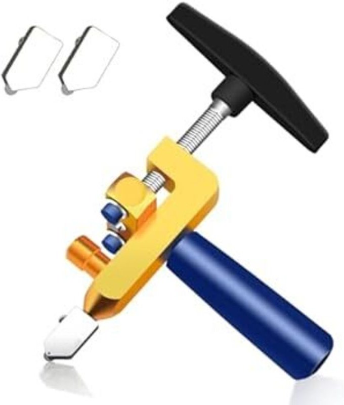 2-in-1 Fliesen- und Glasschneider, Handschneider für Keramik, Emaillefliesen, Spiegel und Glas (Blau)