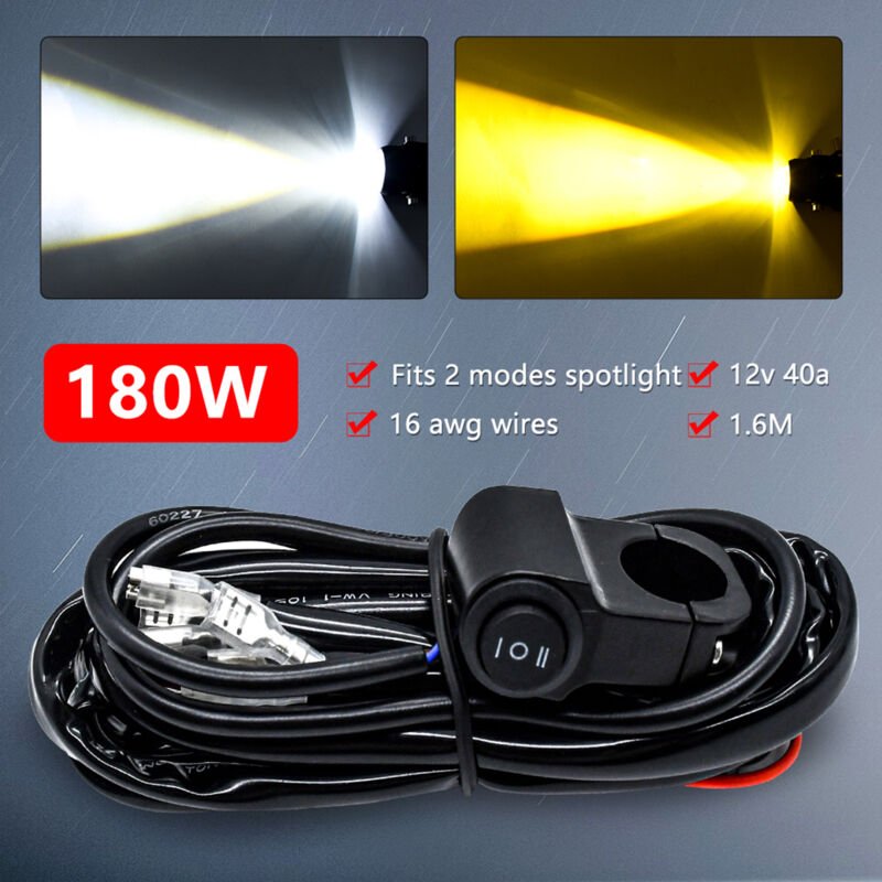 Zoternen - 180 w 3-adriges 16 AWG-Kabelbaum-Kit für Motorrad-LED-Lichtleisten mit 12 v 40 A-Relais und Steuerschalter zu...