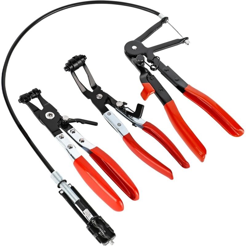 Set aus 3 federbelasteten Schlauchschellenzangen, Kfz-Schlauchschellenzangen, Schlauchschellenzangen für Kfz-Spezialwerk...