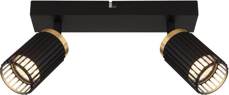 Deckenleuchte Spotleuchte 2 Strahler schwarz Deckenstrahler Spots schwenkbar, Alu Metall, 2x GU10 Fassung, LxBxH 26x12,5...