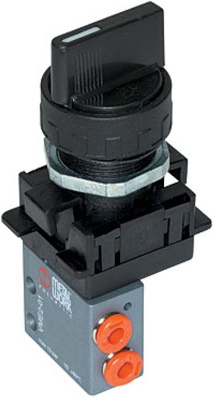 3/2-Miniventil, manuell, Drehknopf, nc, bistabil, 4 mm seitlich - Riegler