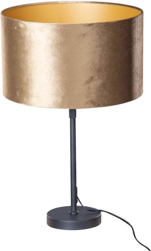 Tischleuchte Schwarz mit Samtschirm Bronze 35cm - Parte