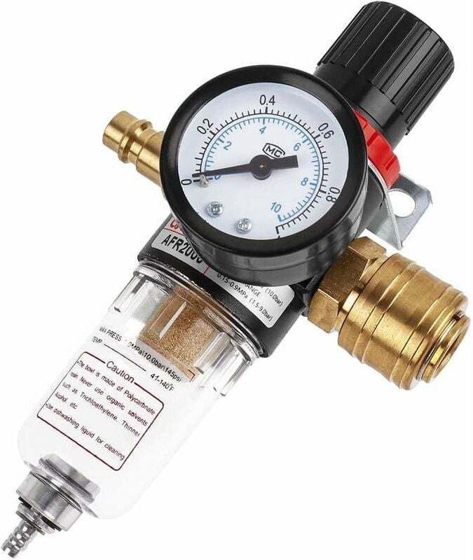 1/4 Luftregler mit Luftfilter, Öl-Wasser-Abscheider, Öler für Kompressor und Druckluftwerkzeuge