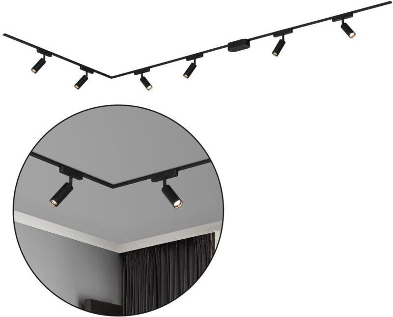 B.k.licht - Briloner Luxtrail Schienensystem, Komplettset, 6x led Spots, Warmweiß, L-Form, Schwarz, 3m