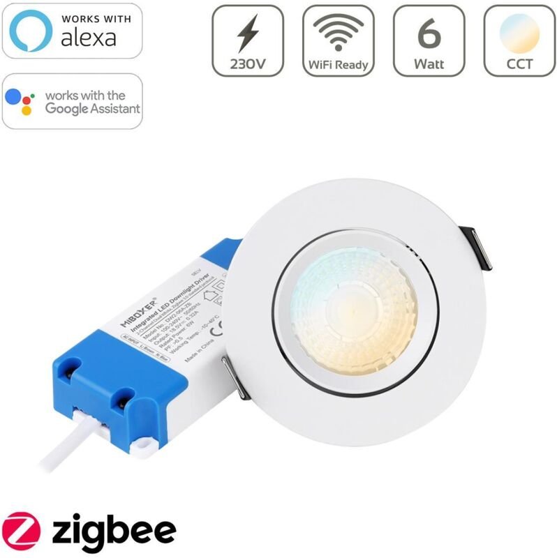 MiBoxer Zigbee 3.0 CCT LED Einbaustrahler rund weiss 6W Ø90mm DW2-06A-ZB