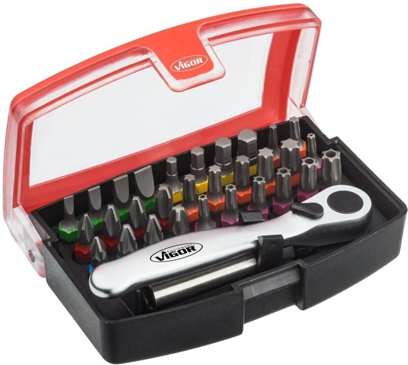 Bit Box mit Umschaltknarre 1/4-Zoll 32-teilig V5502 - Vigor