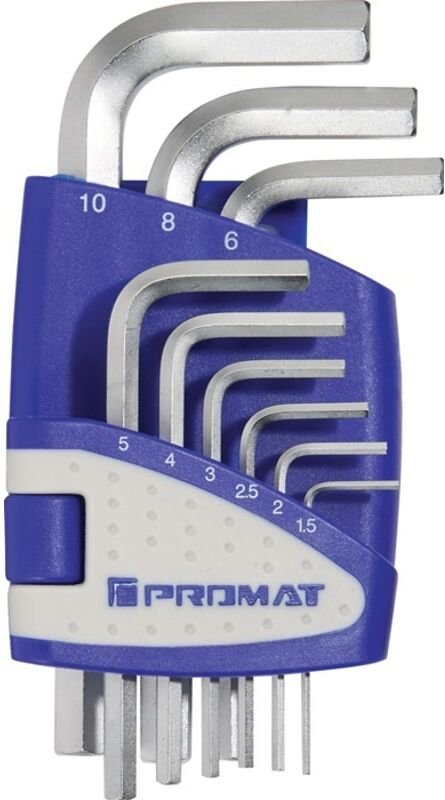 PROMAT Sechskantwinkelschraubendrehersatz 9-teilig Kunststoffhalter SW 1,5 -