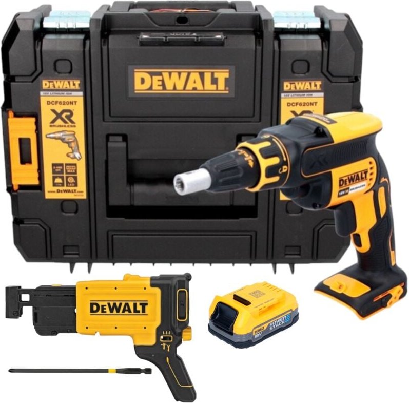 DeWalt DCF 620 NT Akku Trockenbauschrauber 18 V 30 Nm Brushless + 1x Powerstack Akku 1,7 Ah + TSTAK - ohne Ladegerät
