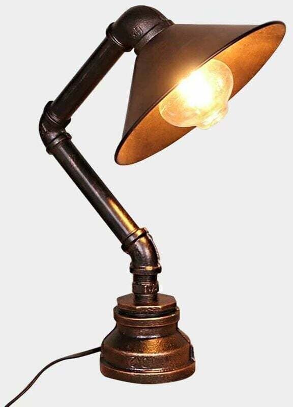 Tigrezy Retro Rustikale E27-Wasserpfeifen-Tischlampe – Vintage-Industrie-Steampunk-Tischlampe, rustikale Kupfer-Wasserpf...