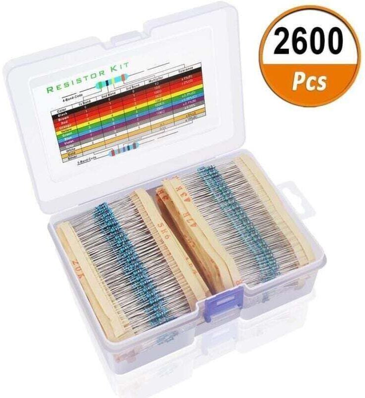 Widerstandsset mit 2600 Teilen, 130 Werte, 1 % Toleranz, sortierte Widerstände. Sortiment an Metallfilmwiderständen von ...