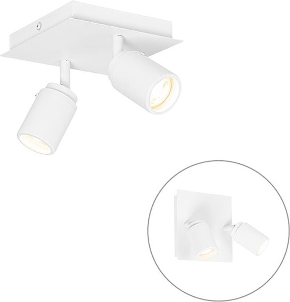 Moderner Badstrahler weiß quadratisch 2-flammig IP44 - Ducha