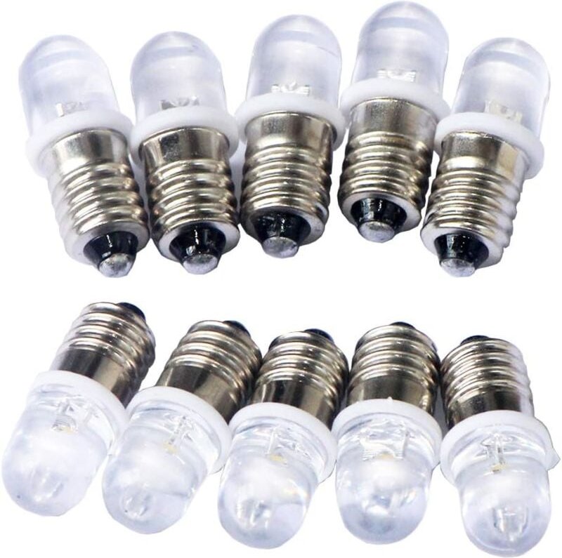 10 Stück E10 4,5 v Spot-LED-Lampen, kühles Weiß, 6000 k