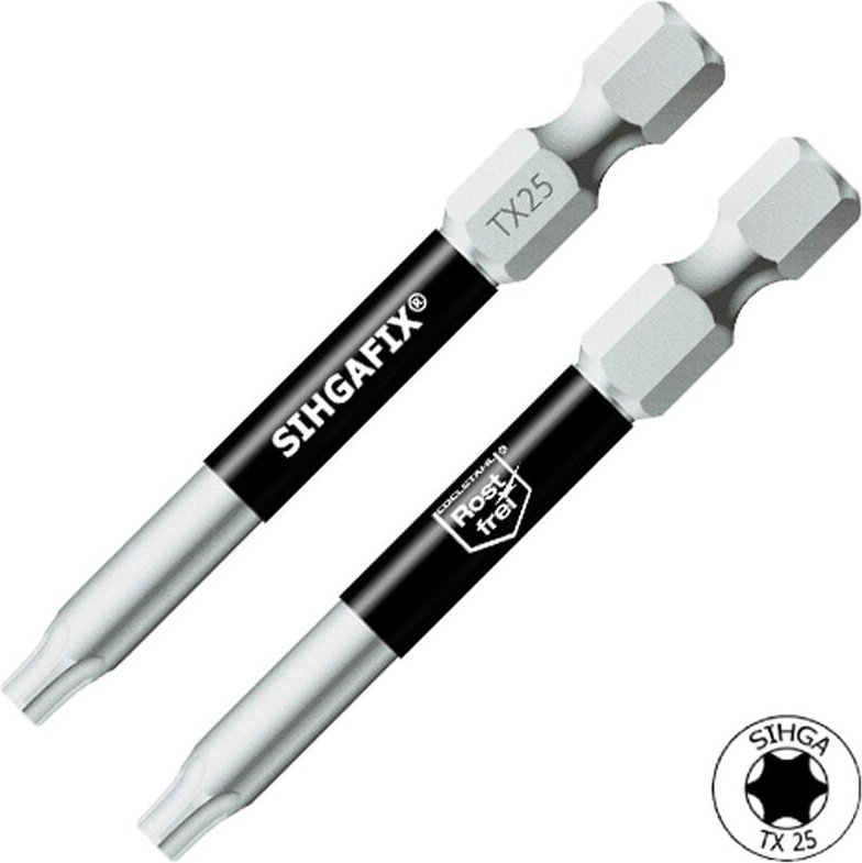 5 Stück Sihga fix Edelstahl Bit rostfrei tx 25 - 60 mm Länge