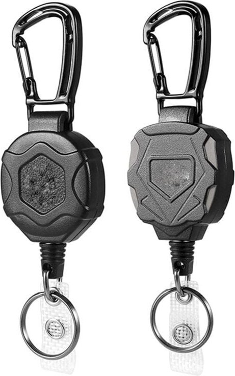2er-Pack einziehbarer Schlüsselanhänger, robuster Karabiner-Ausweishalter, Ausweisrolle mit Stahlkordel