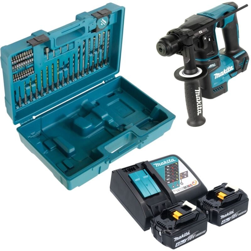 Makita - dhr 171 RMX3 Akku Bohrhammer 18 v 1,2 j SDS-Plus Brushless + 2x Akku 4,0 Ah + Ladegerät + 65 tlg. Zubehör Set +...
