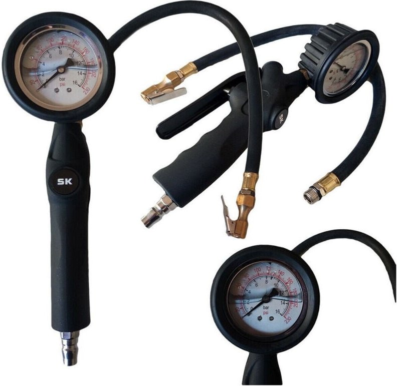 Trade Shop Traesio - Trade Shop - pistola aria mit manometro profession 0-16 bar 0-230 psi liquido anti-shock -