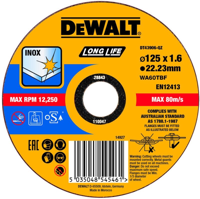 DEWALT High Performance Trennscheibe Edelstahl flach 125x1,6mm