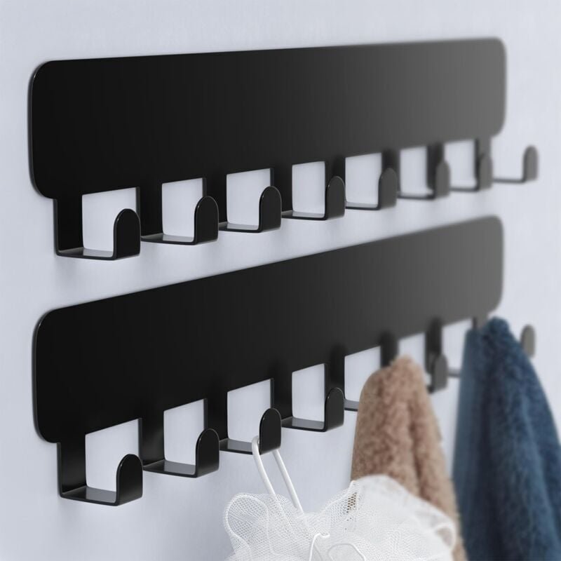 Selbstklebender Wandhaken mit 8 Haken, hinter der Badezimmertür, stanzfreier Badezimmer-Handtuchhaken aus Metall für den...