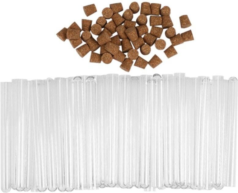 50 Stück Labor-Reagenzglas aus Kunststoff 15 ml mit Korken 15 x 150 mm Schulbedarf