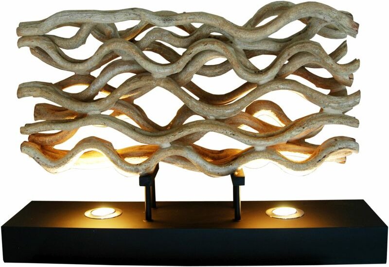 Licht-erlebnisse - led Tischlampe Schwarz 50 cm Metall Treibholz Modern Tischleuchte Wohnzimmer