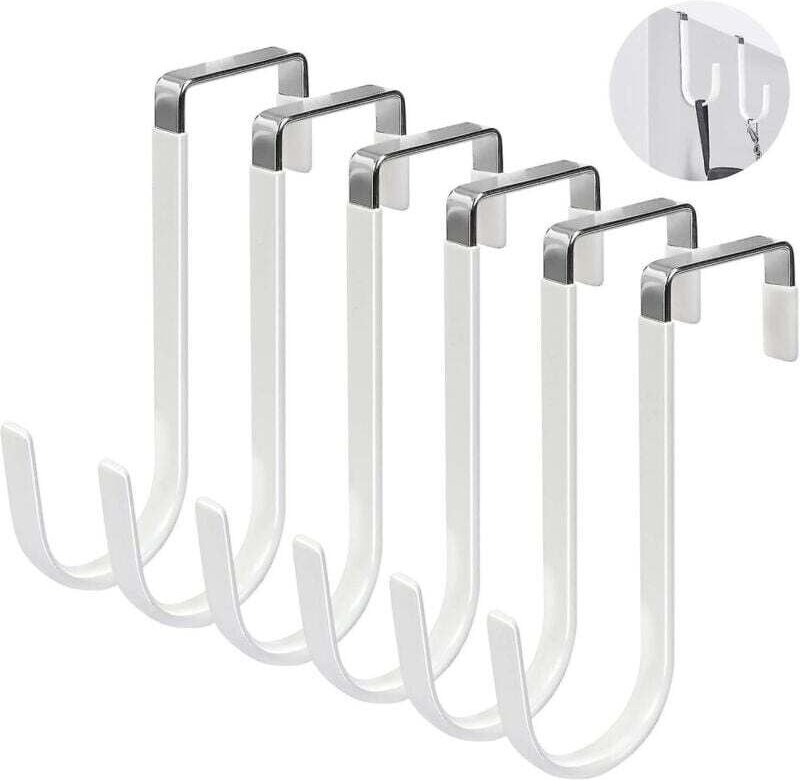 Türhaken, 6er-Pack, mit Gummibeschichtung zum Schutz vor Kratzern, robuste Organizer-Lösung.