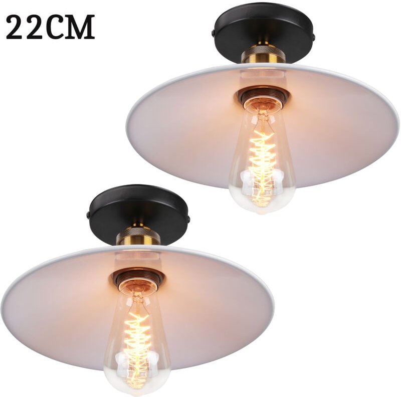 Axhup - Pendelleuchte Weiß Hängelampe mit Ø22cm Lampenschirm Kronleuchter Art Edison Lampe E27 Fassung für Loft Wohnzimm...