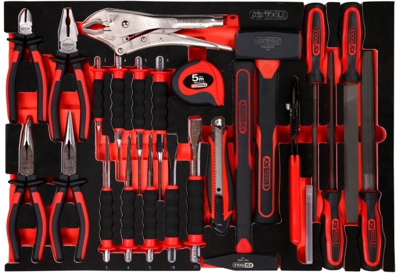 Ks Tools Zangen- / Hammer- / und Meißel-Satz in Schaumstoffeinlage, 33-tlg.