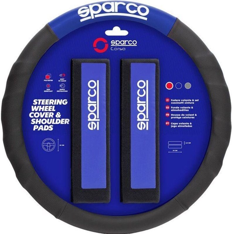 Lenkradbezug - Sparco - SPC1111KAZ - Blau/Schwarz - 100% Polyester - Universell