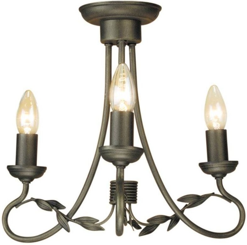 Elstead - Olivia - Kronleuchter 3 Hellschwarz, Goldfinish, E14