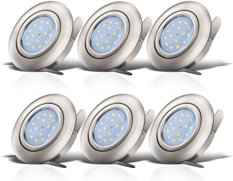 Thumbnail - B.k.licht - Einbauspot 12er Set 68mm Lochmaß - 230V, 4,8W, 400lm, led, warmweiß, matt-nickel