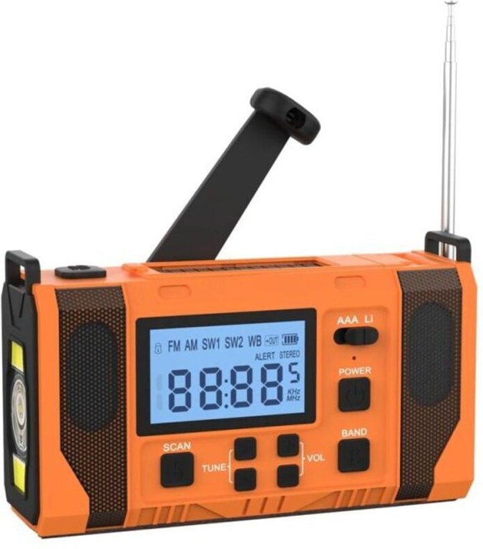 Caricabatterie solare multifunzionale a manovella per cellulare, radio di emergenza, illuminazione di emergenza, radio p...