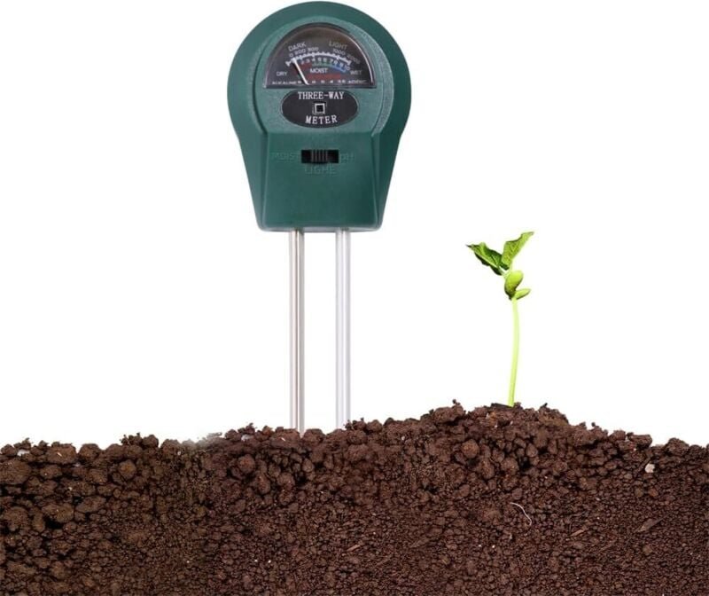 3 in 1 Messgerät für Pflanzen & Erde mit Doppelsonde & Messanzeigen - Misst pH-Wert, Lichtintensität & Feuchtigkeit - Fe...