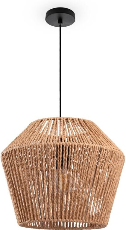 Paco Home - Pendelleuchte Esstisch Hängelampe Esszimmer Lampe E27 Papier Boho Rattan Pendelleuchte - Schwarz, Natur (Ø33...