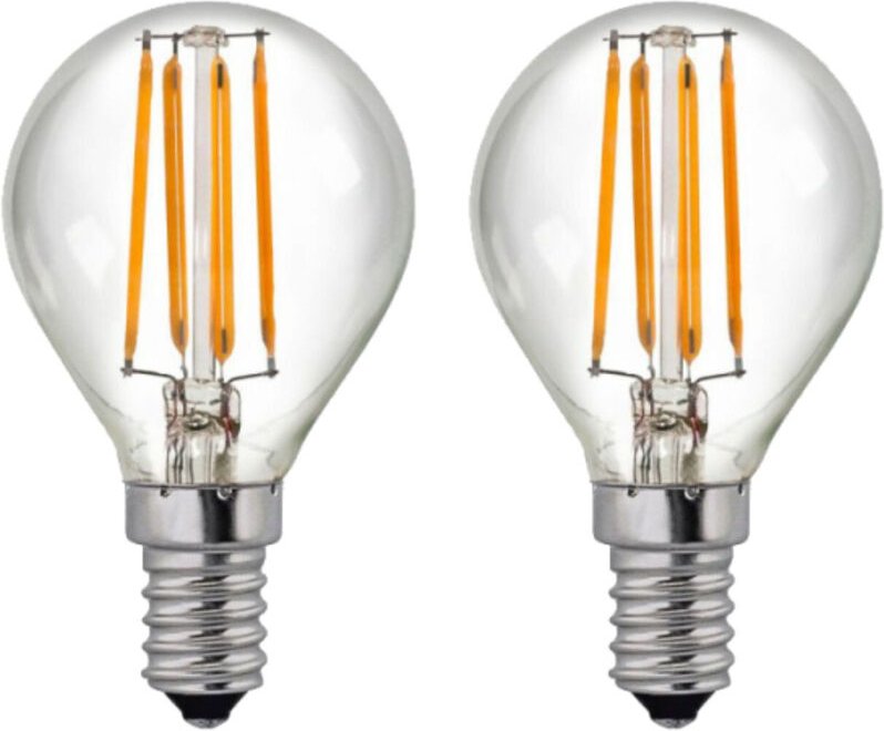 2er-Pack LED-Glühbirnen mit sphärischem Filament E14 4W Equi.40W 470lm 2700K 25000H 7hSevenOn Premium