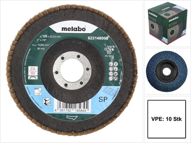 Thumbnail - Metabo - Lamellenschleifteller 125 mm p 60, Zirkonkorund sp (623148000)