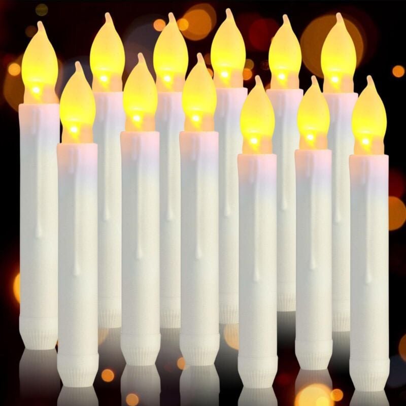 12er-Pack flackernde LED-Kerzen – batteriebetriebene elektrische LED-Kerzen – 3D-Docht – für Weihnachtsdekoration – warm...