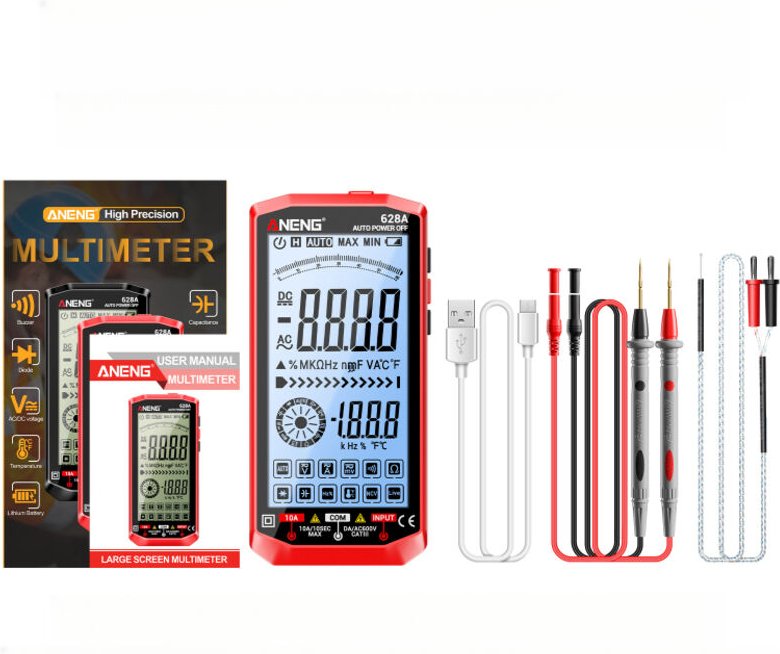 Multimetro digitale professionale 628A, 6000 conteggi, selezione automatica della portata, ampio display, misurazione di...