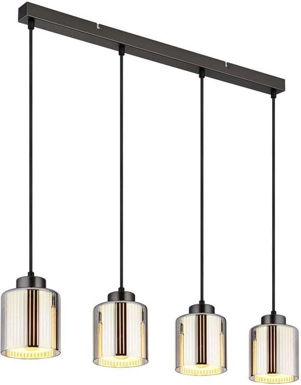 Hängeleuchte Pendelleuchte Esstischlampe schwarz chrom Glas 4-flammig L 78 cm