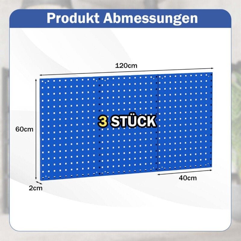 Thumbnail - Werkzeugwand werkzeug lochwand mit 3 stecktafeln amp 28 teilige hangende zubehorteile blau