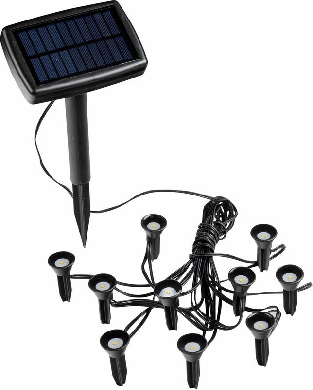 Led Solar Pflanzenstrahler klein - 10er Set - Mini Gartenstrahler warm weiß - Garten Deko Beleuchtung