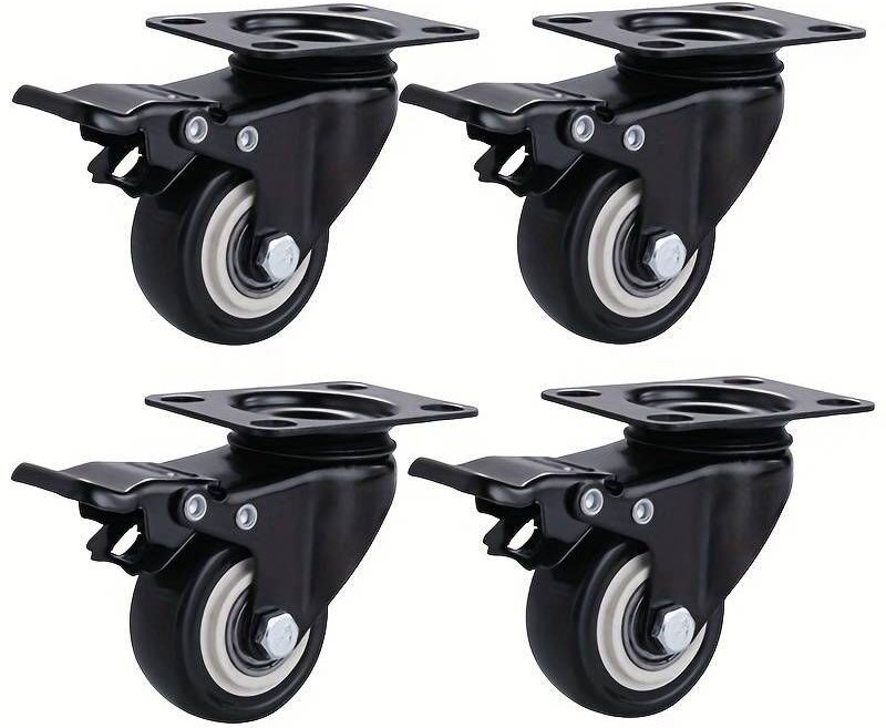 4er-Set Schwerlast-Lenkrollen mit Bremsen – 360° drehbare, polierte Metallräder – Ideal für Tische, Betten, Werkbänke, T...