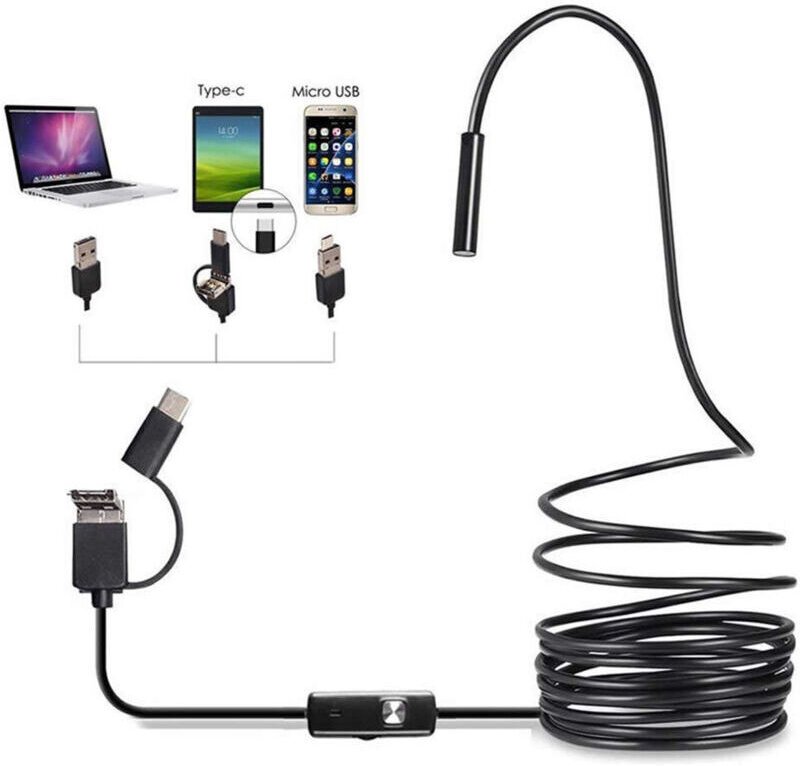 Endoskopkamera mit Licht, 1080P HD-Snake, Inspektionskamera für 10 m langes halbstarres Kabel, 7,0 mm Typ-C-Endoskop und...