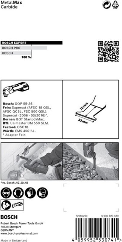 Professional Expert MetalMax maii 32 ait Blatt für Multifunktionswerkzeuge, 70 x 32 mm (2608900022) - Bosch