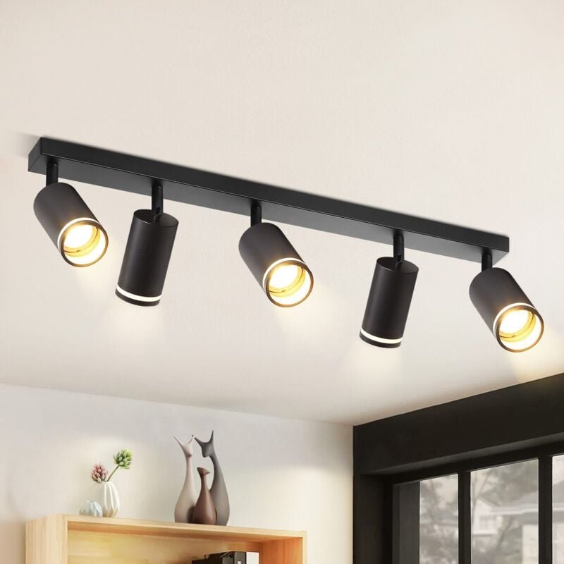 Led Deckenstrahler Küche Deckenlampe: Schwarz Küchenlampe Modern Deckenleuchte Schwenkbar GU10 Spots 5 Flammig Flurlampe...