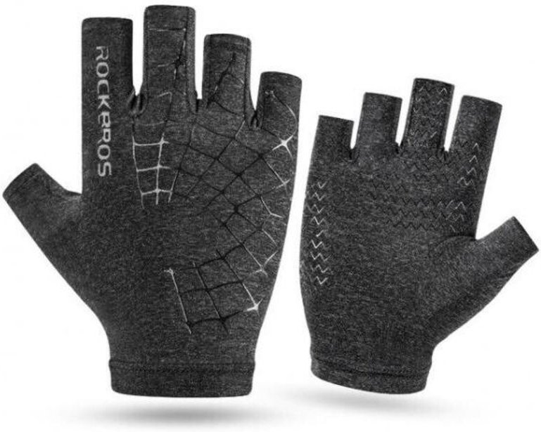 ROCKBROS (S202-GR) Rad-/Sporthandschuhe, elastisch, mit Second-Skin-Effekt, grau, Größe S/M