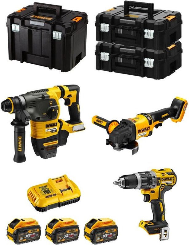 DeWALT Kit FVK381X3-QW 54V/18V (DCH333 + DCD796 + DCG418 + 3 x 9,0 Ah + DCB118 + 2 x TSTAK II + TSTAK VI)