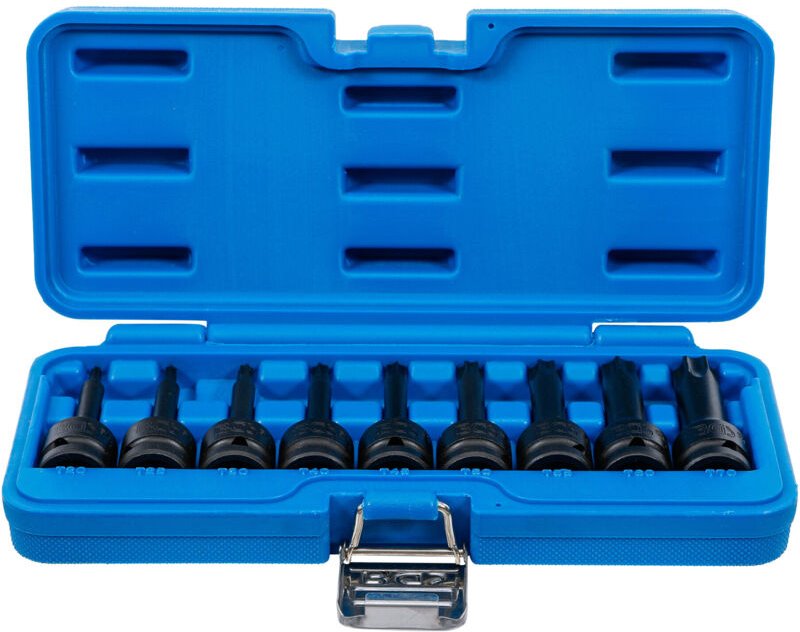 BGS Kraft-Bit-Einsatz-Satz Antrieb Innenvierkant 12,5 mm T-Profil (für Torx) T20 - T70 9-tlg.